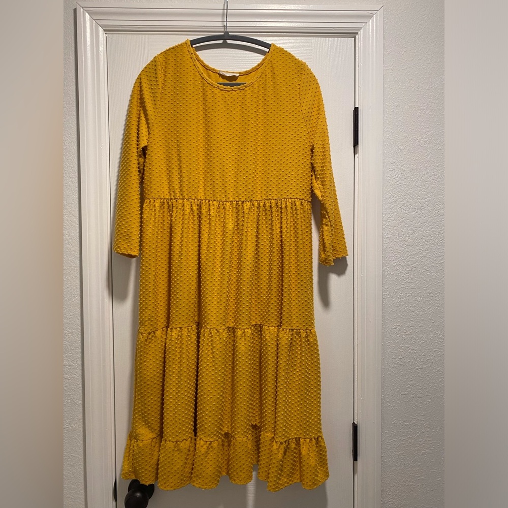 Reborn J dress mustard mini Swiss dot Large